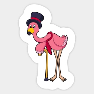 Flamingo as Pensioner with Hat Sticker